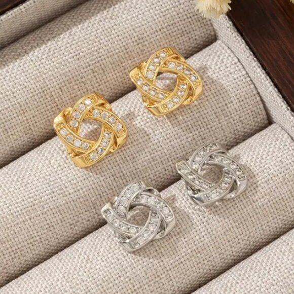 14K Gold Womens Small Twisted Knot 2ct Diamond Earrings New 14K Silver Jewelry - Picture 4 of 4